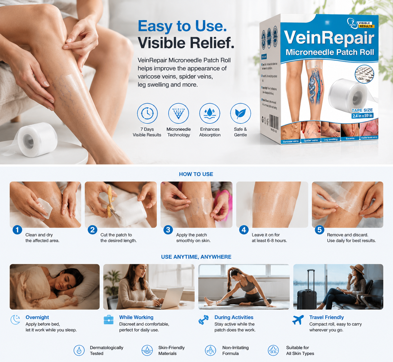 VeinRepair Microneedle Patch Roll
